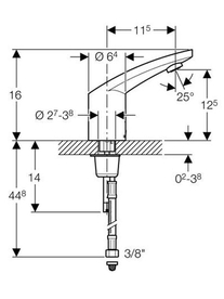 Baterie optoelectronica pentru lavoar Geberit, cu amestecator, crom